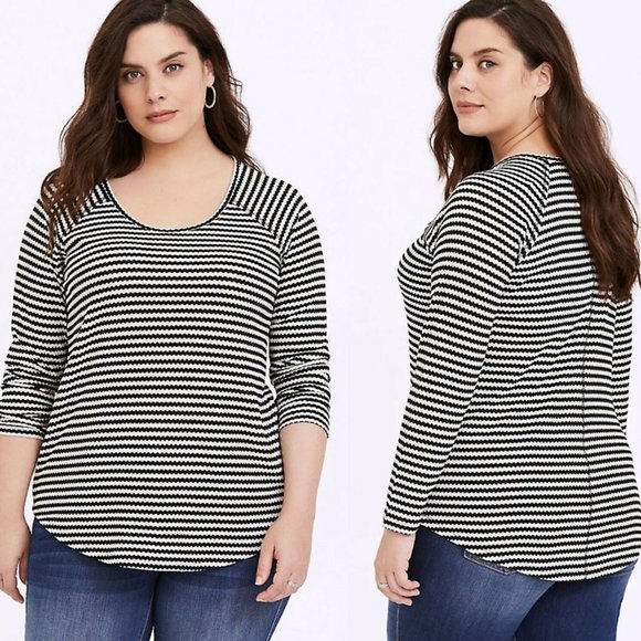 Torrid Stripe Waffle Knit Long Sleeve Tee HW9147